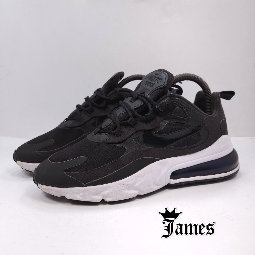 Nike Air Max 270 React Lace Up Athletic Shoe Womens Size 7 CJ0619-002 Black